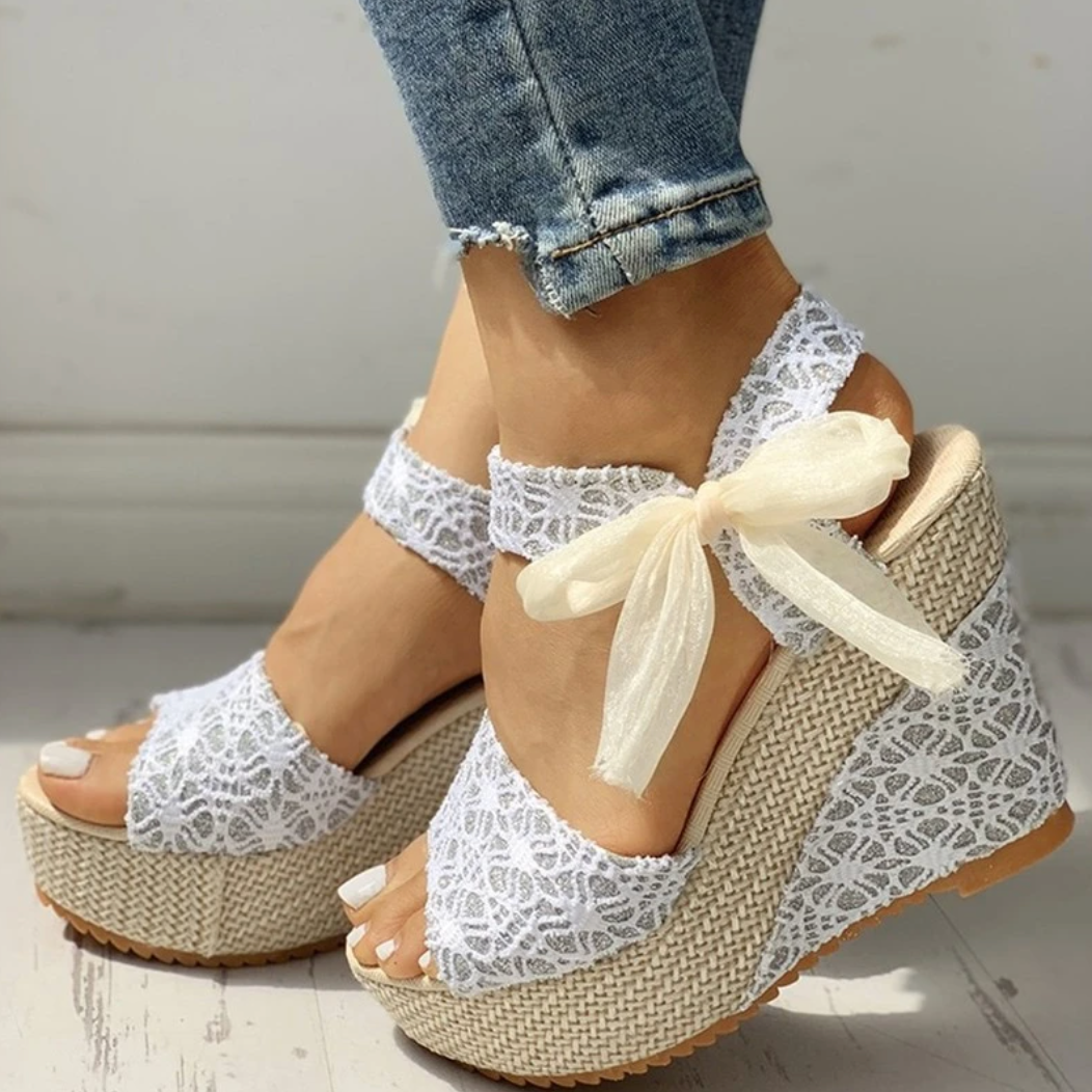 Women's Lace-Up Wedge with Platform Sole