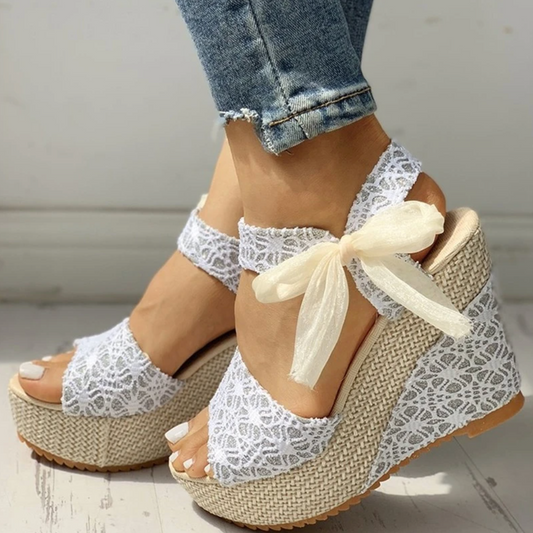 Women's Lace-Up Wedge with Platform Sole