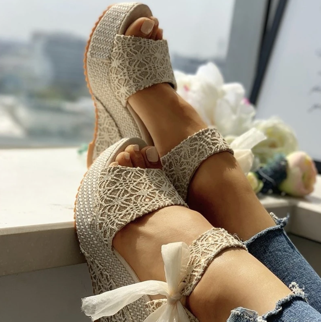 Women's Lace-Up Wedge with Platform Sole