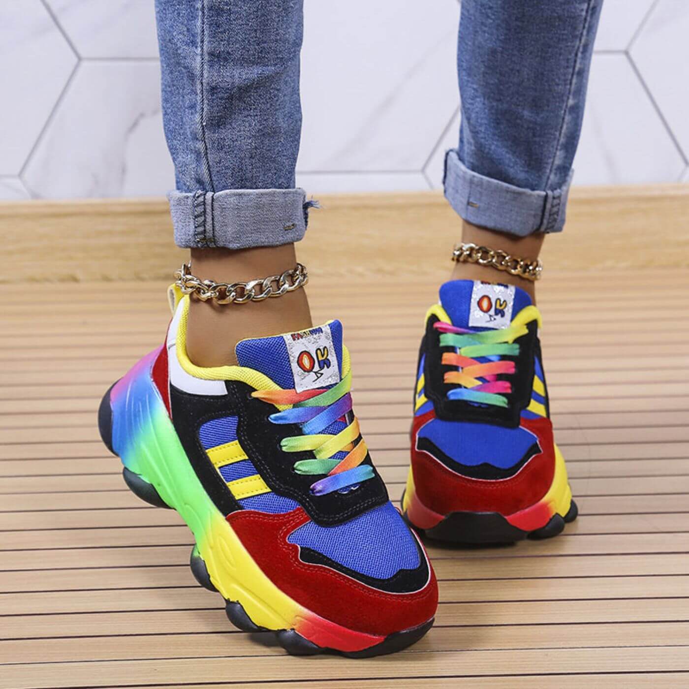 Women's Rainbow Chunky Sneakers