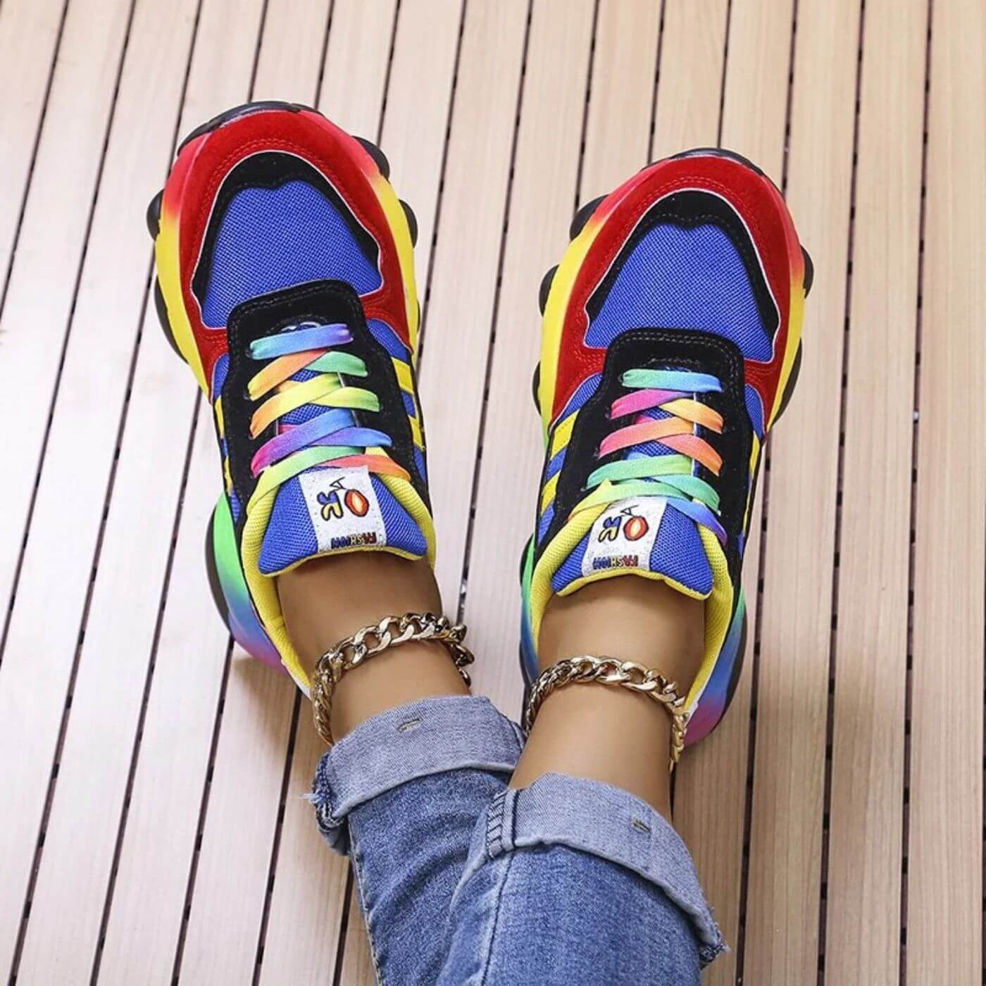 Women's Rainbow Chunky Sneakers