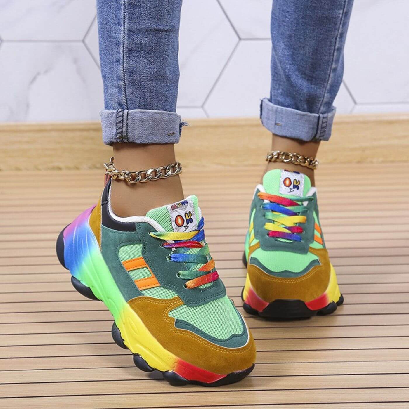 Women's Rainbow Chunky Sneakers