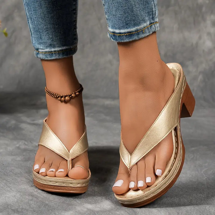 Women's Platform Heel Flip-Flop Sandals