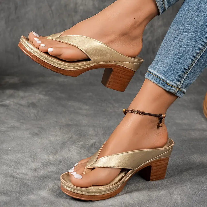 Women's Platform Heel Flip-Flop Sandals