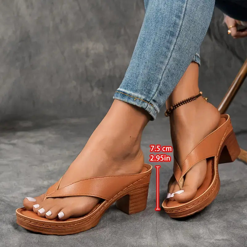 Women's Block Heel Slip-On Sandals with Cushioned Footbed