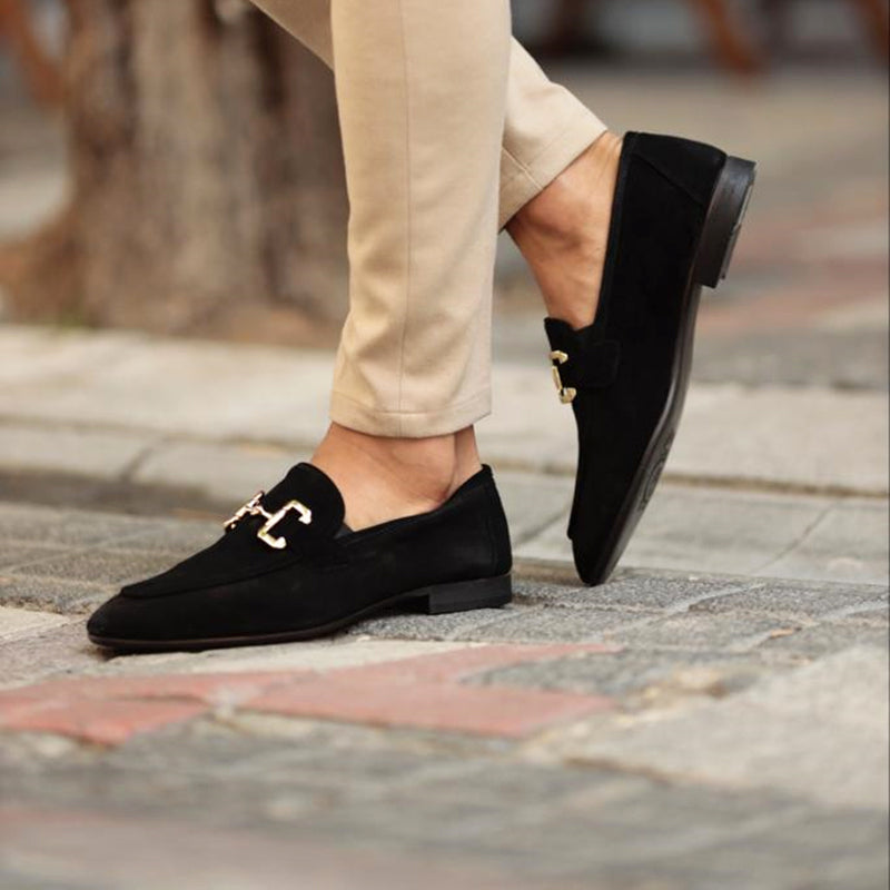 Men's Loafers with Horsebit Detail and Almond Toe Design
