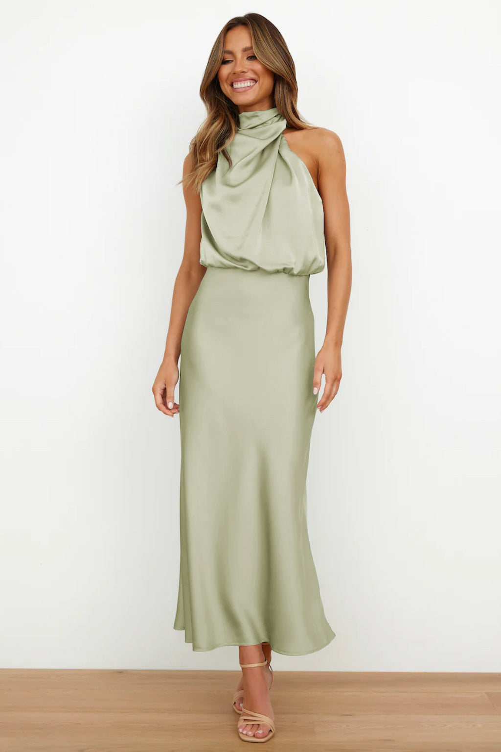 Women's Elegant Halter Neck Maxi Dress