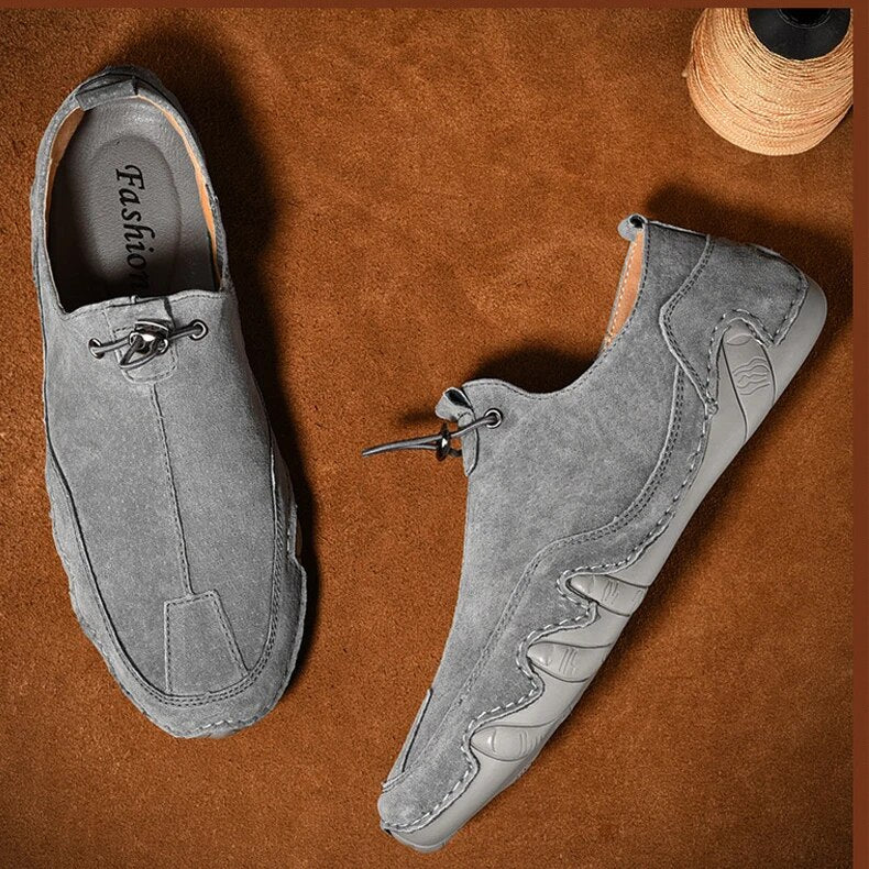 Men's Slip-On Casual Shoes with Elastic Laces and Grip Sole