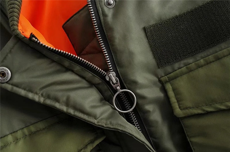 Women's Cropped Utility Bomber Jacket with Patch Pockets and Zip Sleeve