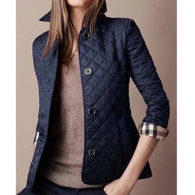 Women's Quilted Button-Up Bomber Jacket with Foldable Cuffs