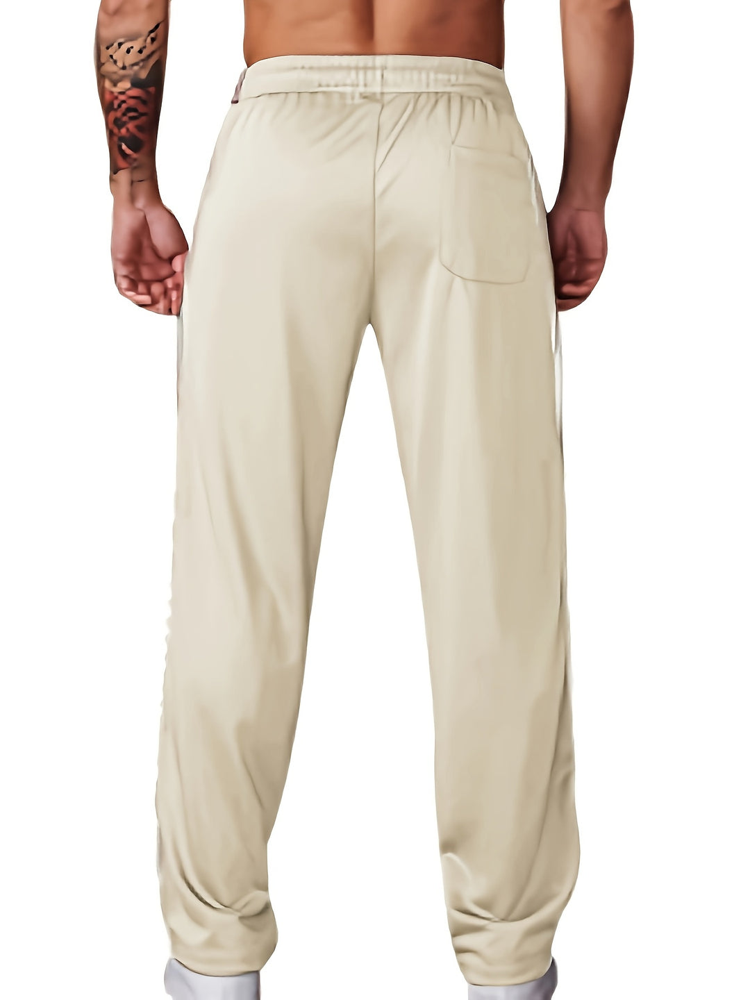 Men's Athletic Track Trousers with Elastic Waistband and Side Stripes