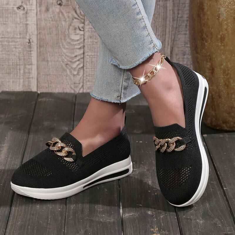 Women's Slip-On Sneakers with Chain Detail