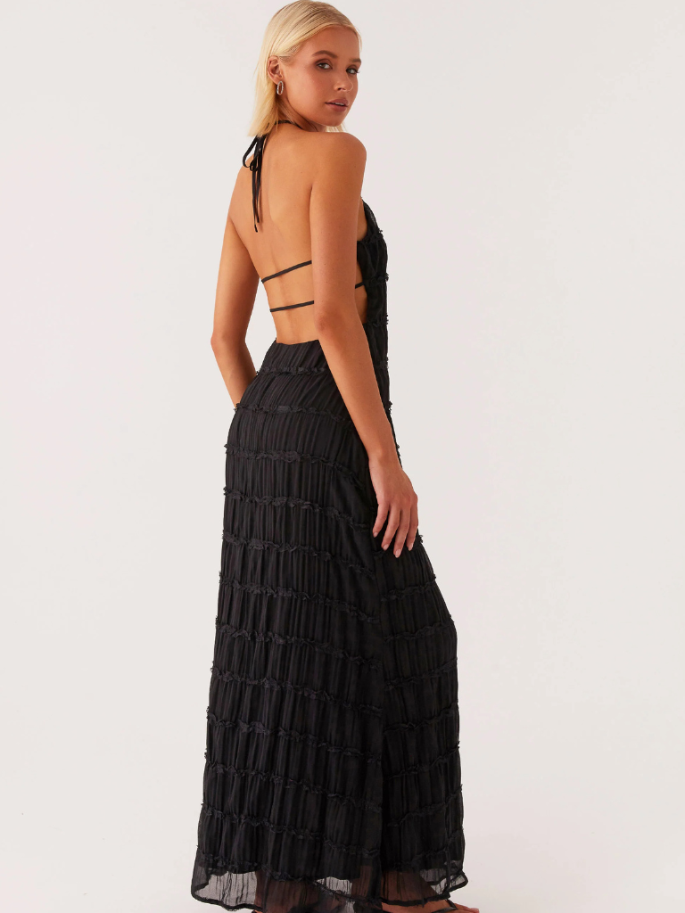 Women's Halter Neck Textured Maxi Dress
