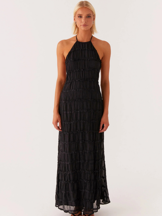 Women's Halter Neck Textured Maxi Dress