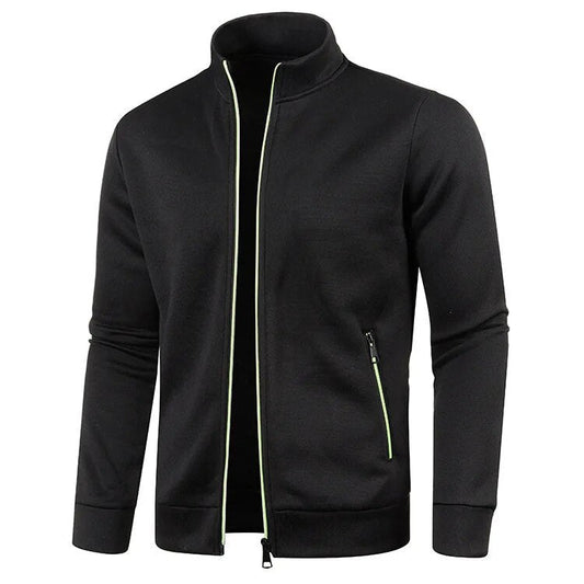 Men's Lightweight Zip-Up Jacket with Long Sleeves and Stand Collar