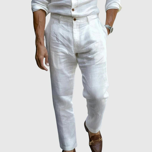 Men's Lightweight Tailored Pants with Elastic Waist and Button Closure