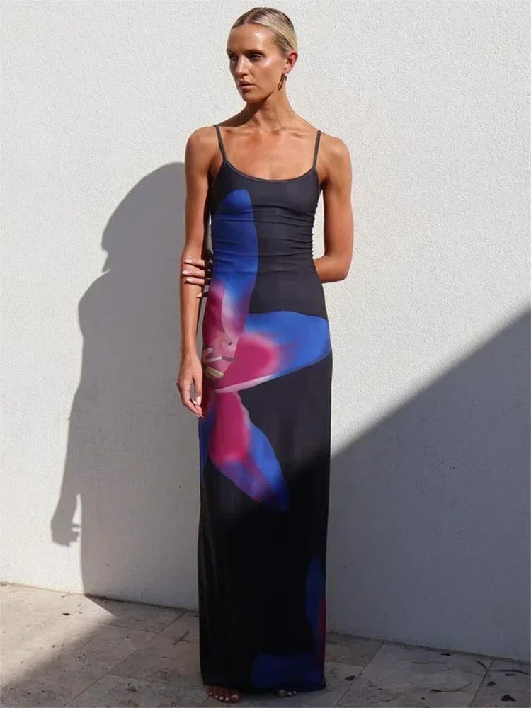 Women’s Sleeveless Floral Print Maxi Dress