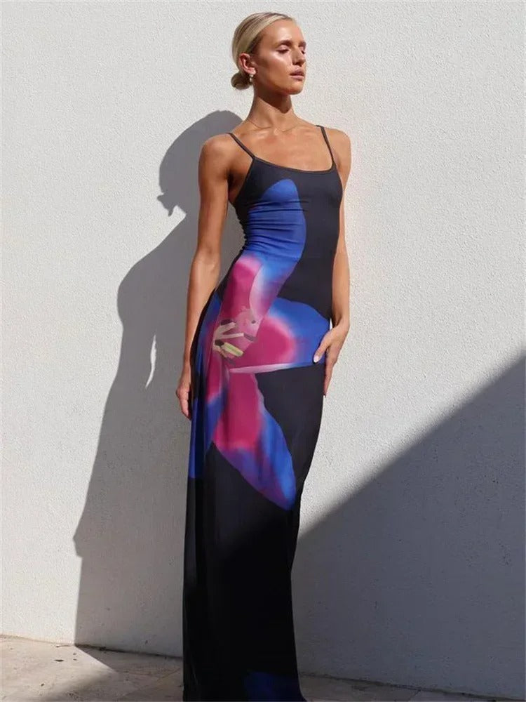 Women’s Sleeveless Floral Print Maxi Dress