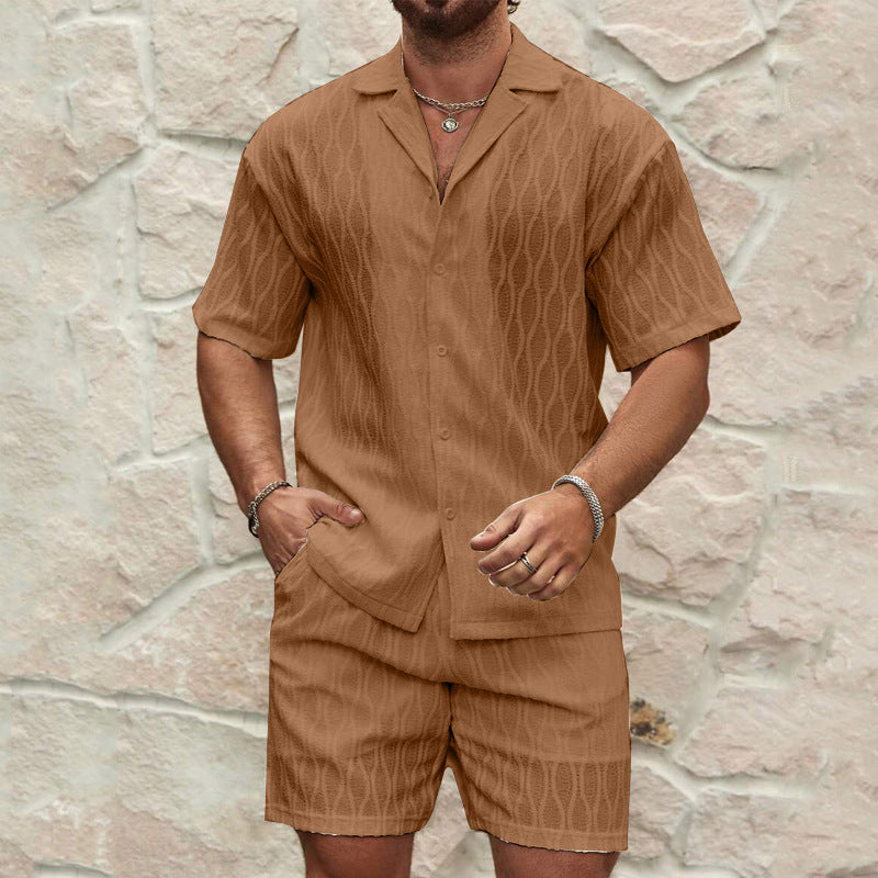 Men's Two-Piece Short-Sleeve Shirt and Shorts Casual Set