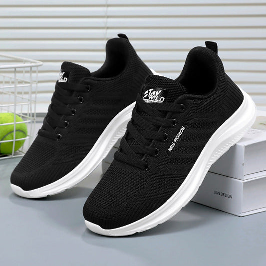 Women's Lace-Up Running Shoes with Cushioned Sole Support