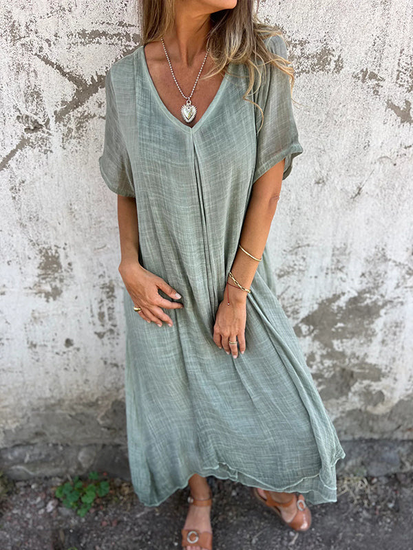 Women's Relaxed V-Neck Maxi Dress