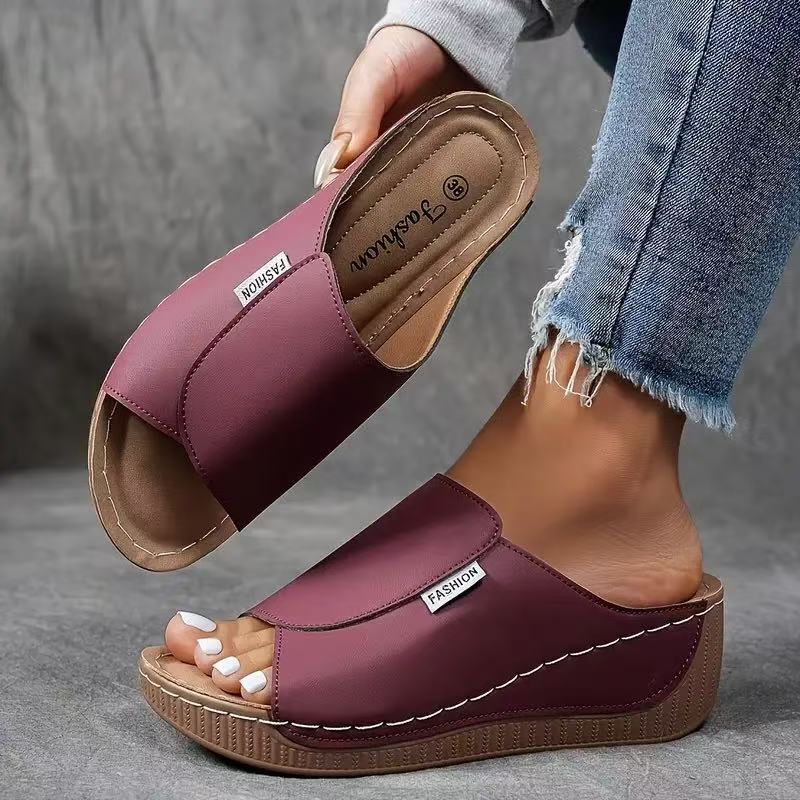 Women's Slip-On Wedge Sandals with Open Toe