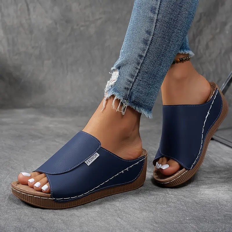 Women's Slip-On Wedge Sandals with Open Toe