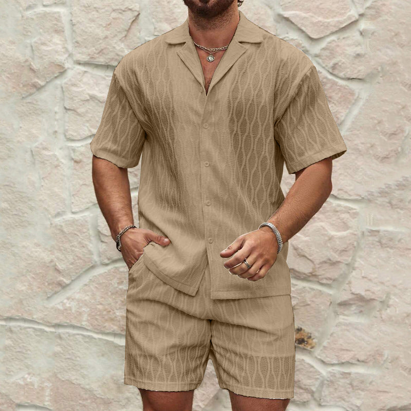 Men's Two-Piece Short-Sleeve Shirt and Shorts Casual Set