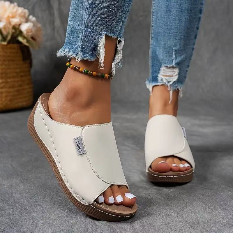 Women's Slip-On Wedge Sandals with Open Toe