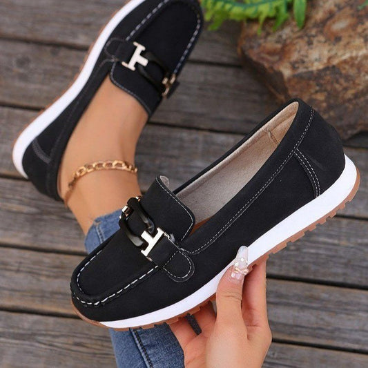 Women's Slip-On Shoes with Chain Detail and Cushioned Sole