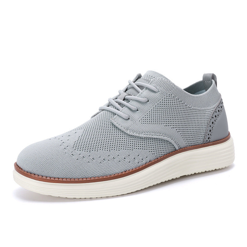 Men's Knit Lace-Up Casual Shoes with Cushioned Sole