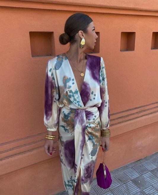 Women's Tie-Dye Maxi Dress with Wrap Front