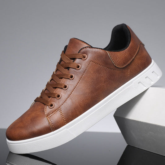 Men’s Low-Top Casual Sneakers with Lace-Up Front and White Sole
