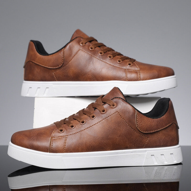 Men’s Low-Top Casual Sneakers with Lace-Up Front and White Sole