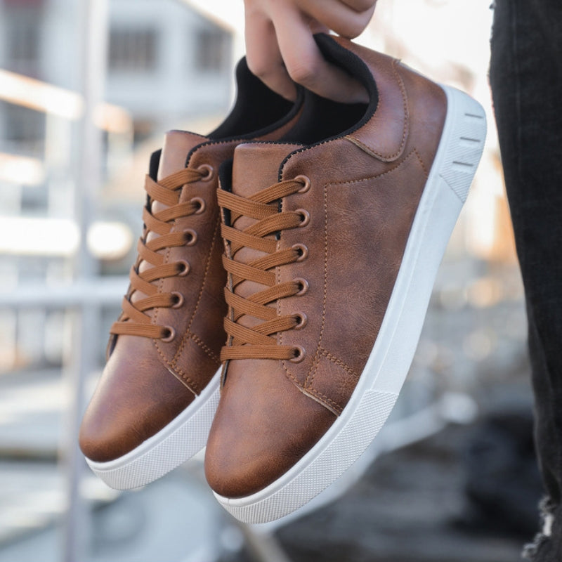 Men’s Low-Top Casual Sneakers with Lace-Up Front and White Sole