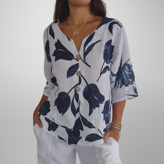 Women's Floral Button-Front Top