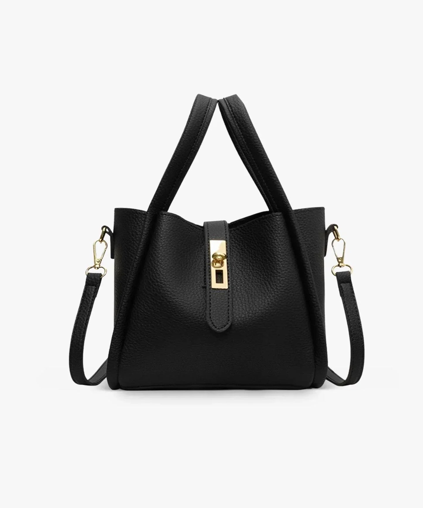 Women's Structured Handbag with Top Handles and Gold-Tone Hardware