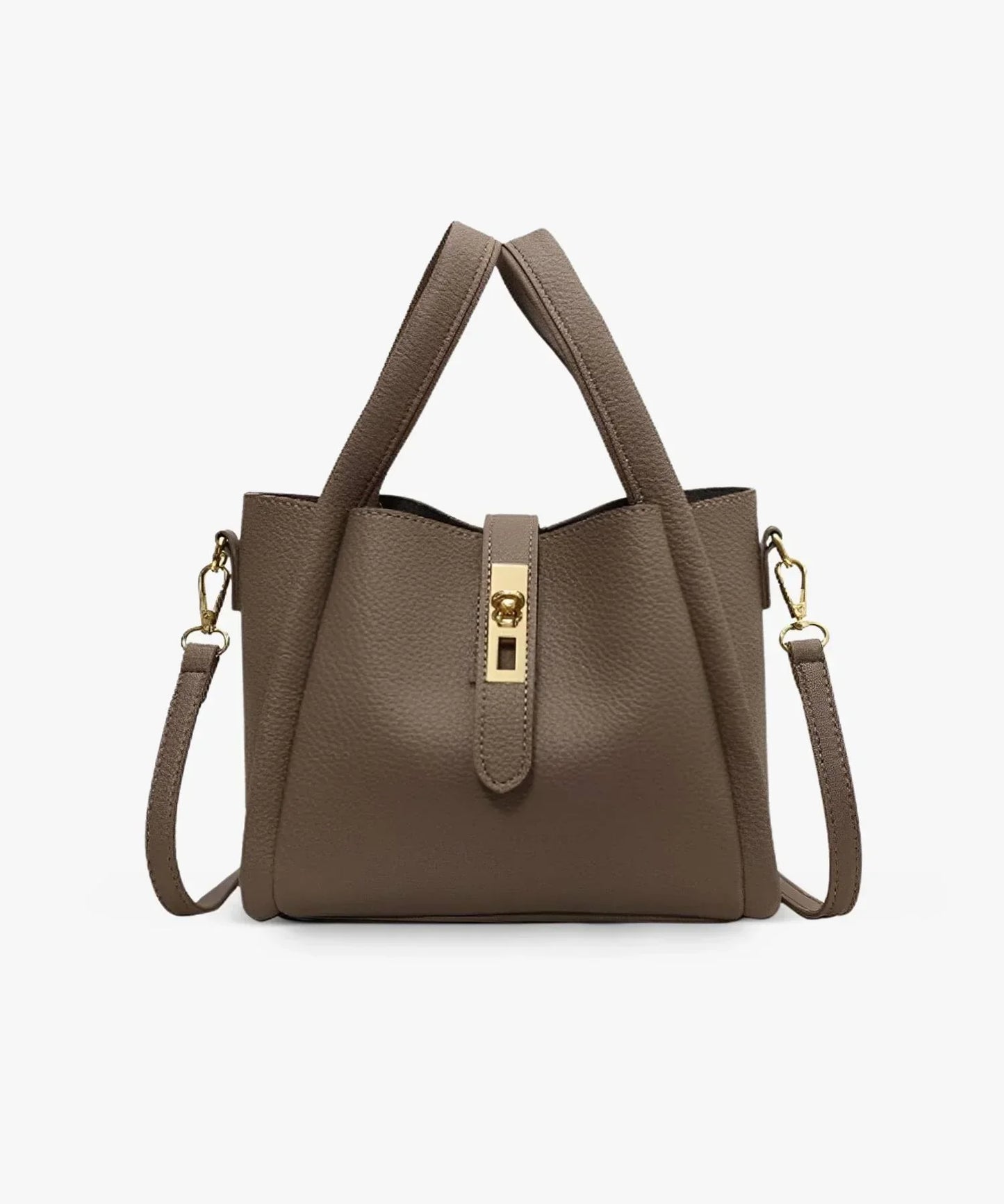 Women's Structured Handbag with Top Handles and Gold-Tone Hardware
