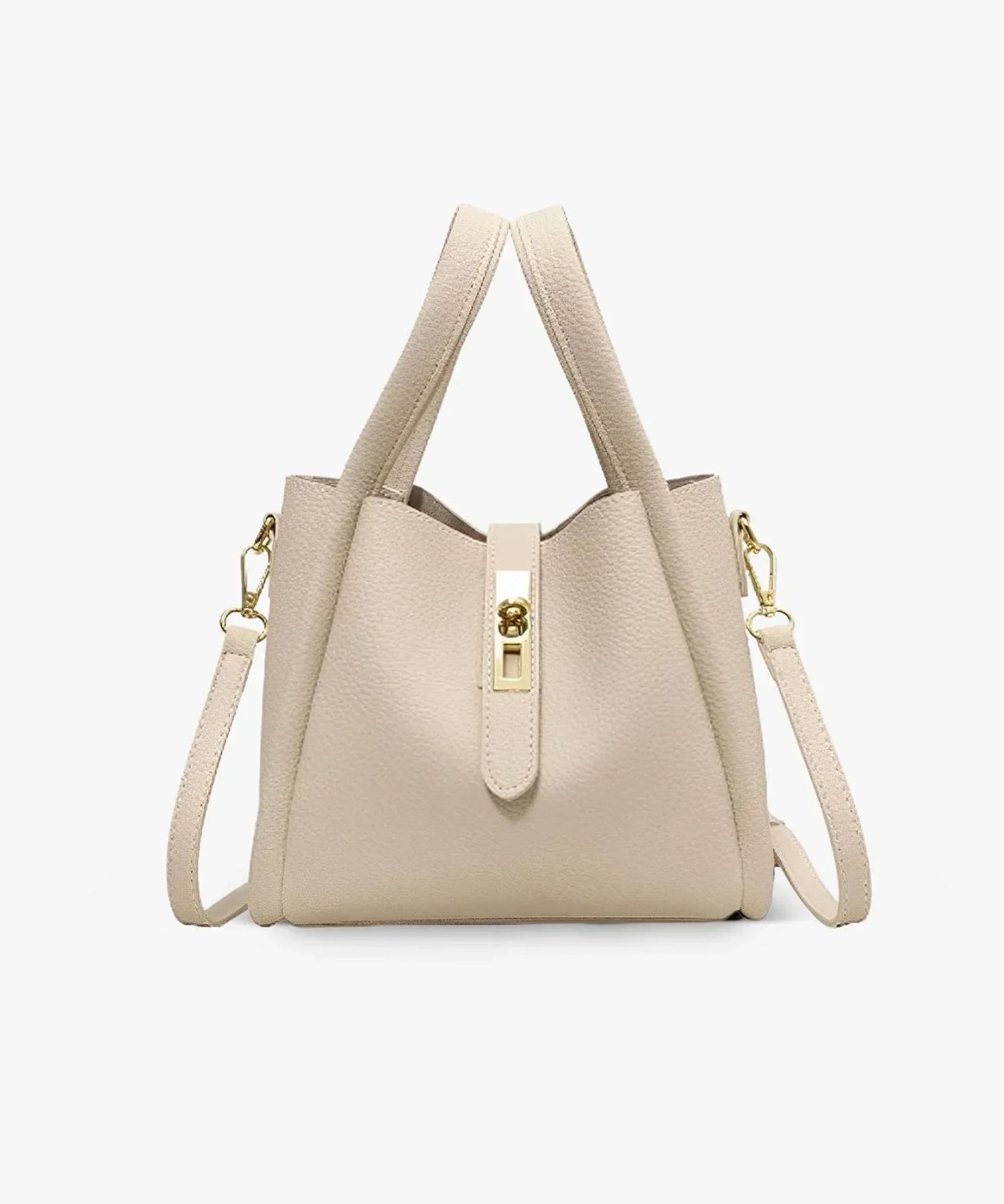 Women's Structured Handbag with Top Handles and Gold-Tone Hardware