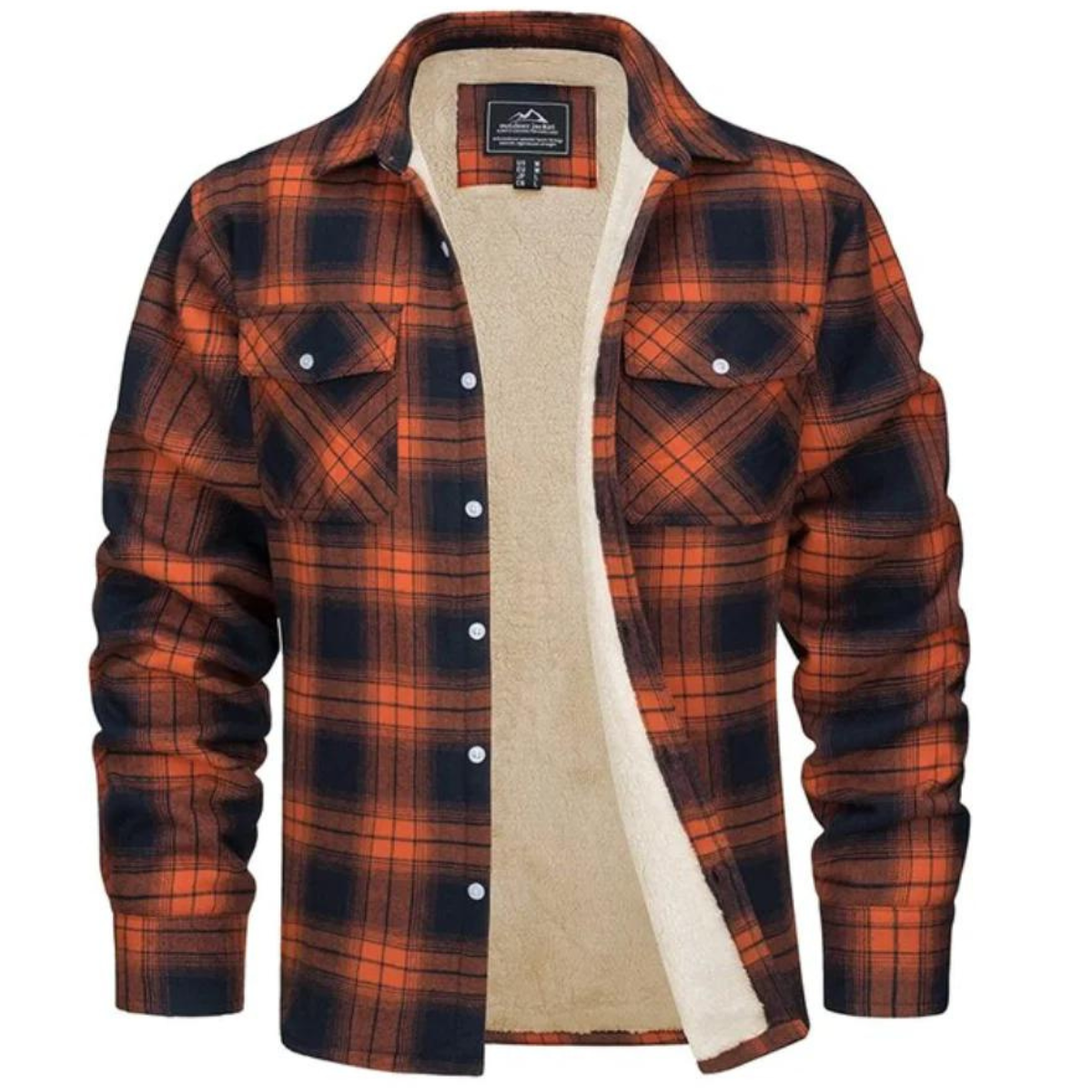 Men's Checked Bomber Jacket with Warm Lining and Snap Pockets