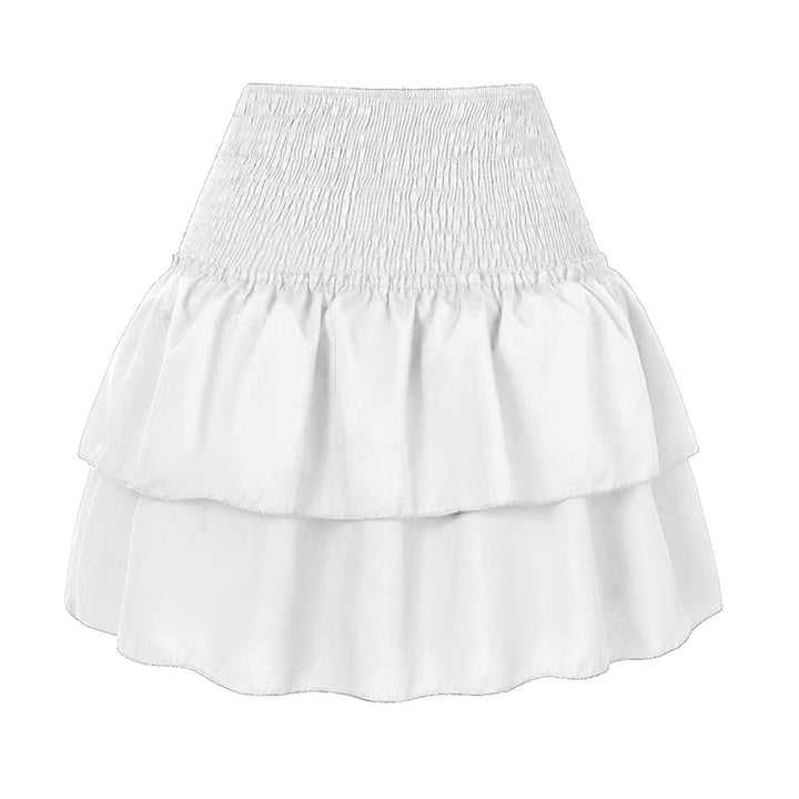 Women's Printed Mini Skirt with Smocked Waist and Ruffle Layers