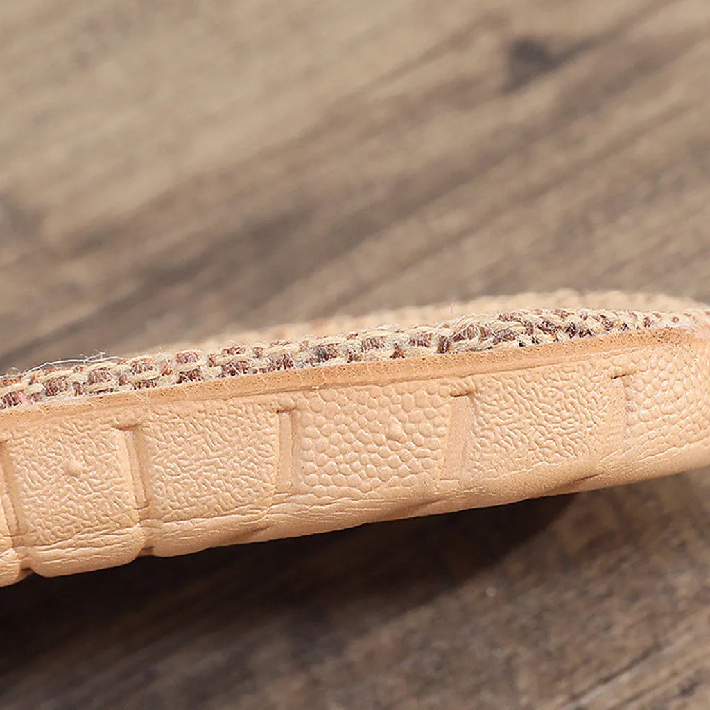 Women's Bowknot Slide Slippers with Floral Strap and Flax Sole