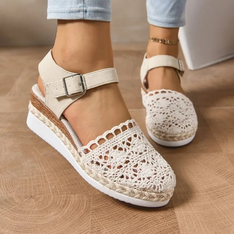 Women's Espadrilles with Ankle Strap and Wedge Sole