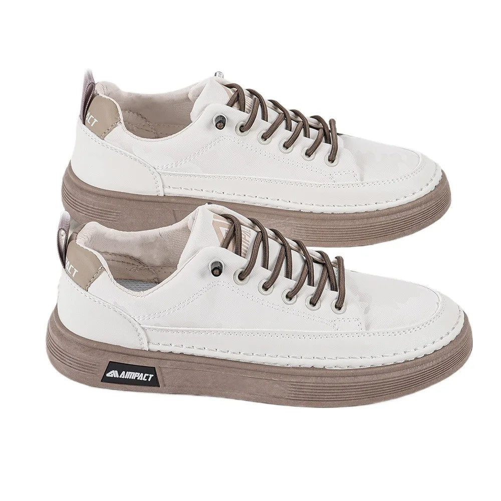 Men's Platform Skate Sneakers with Contrast Sole and Lace-Up Design