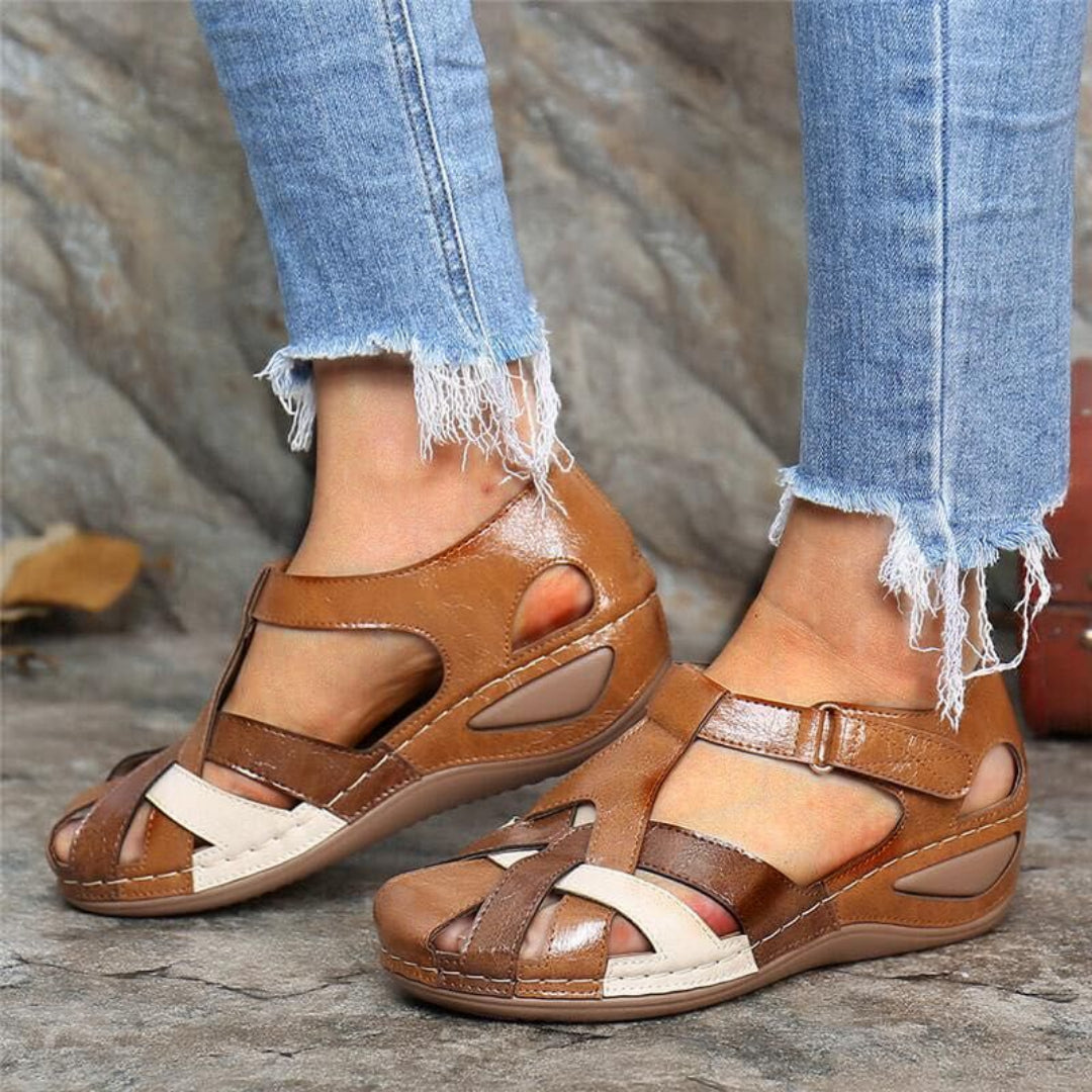 Women's Open Toe Comfort Sandals with Straps and Cutout Design