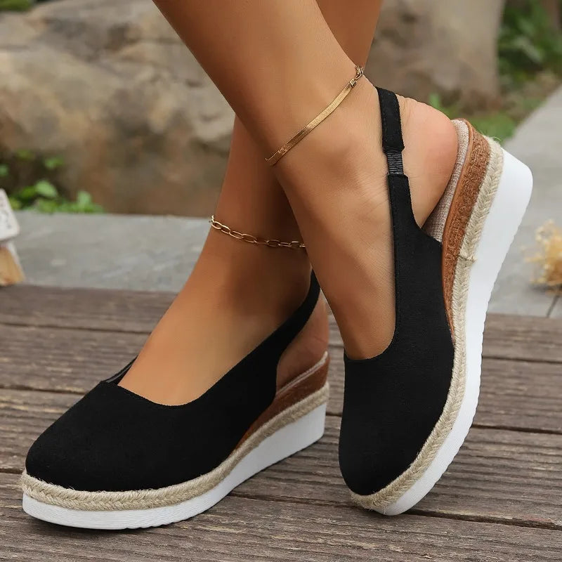 Women's Slingback Platform Shoes with Cushioned Wedge Sole