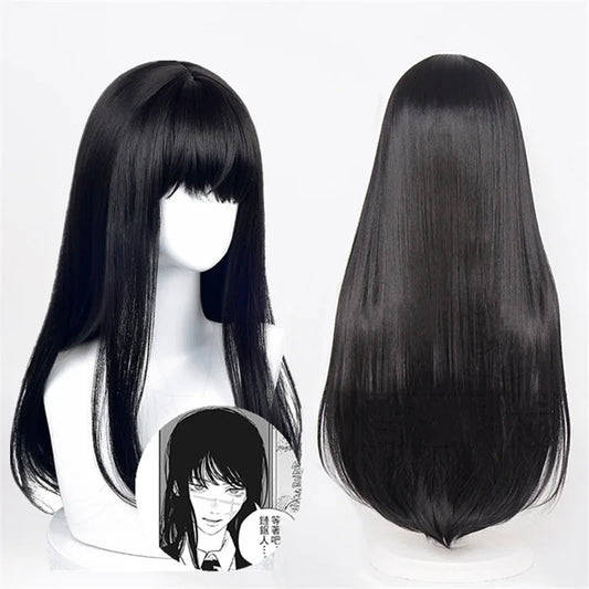 Cosplay Wig Hat for Women – Long Straight Black Synthetic Hair