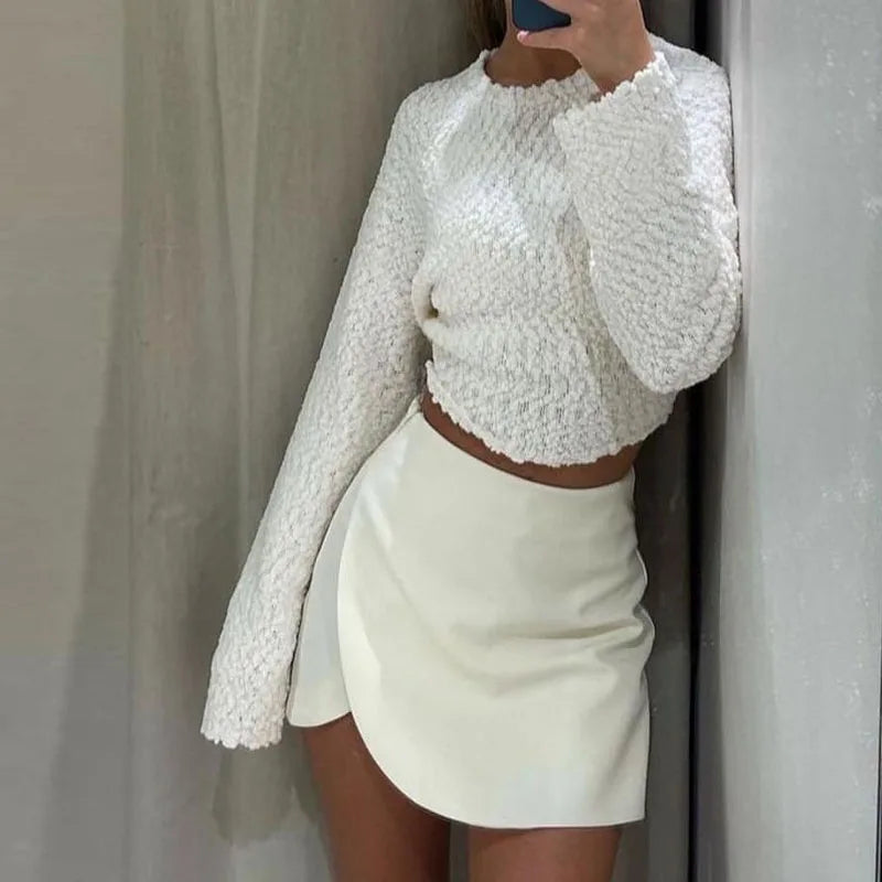 Women's High Waist Asymmetric Mini Skirt with Overlap Front