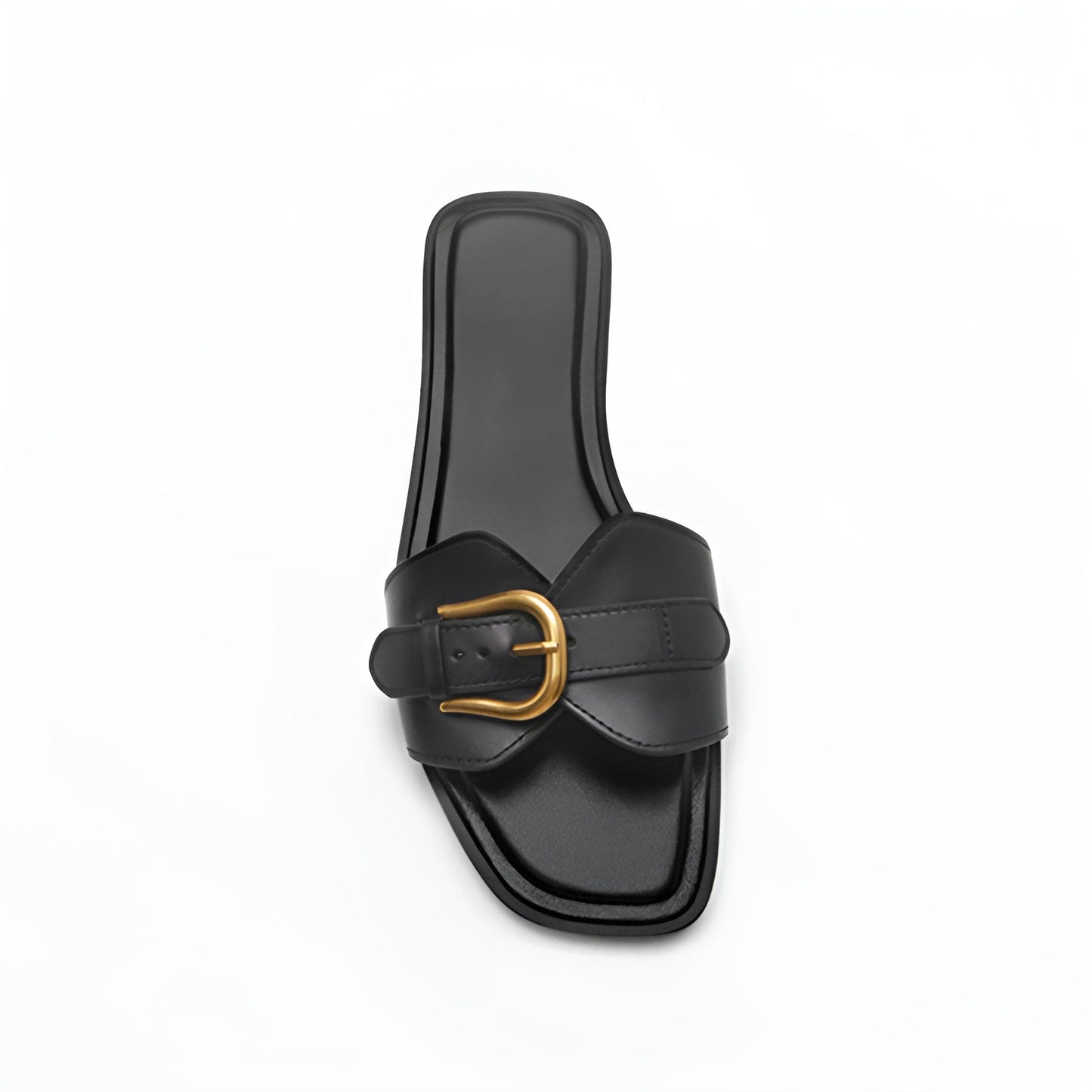 Women's Elegant Slippers with Gold Buckle Detail