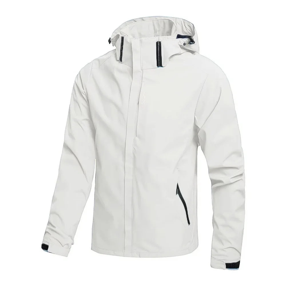 Men's Waterproof Hooded Rain Jacket with Windproof Protection